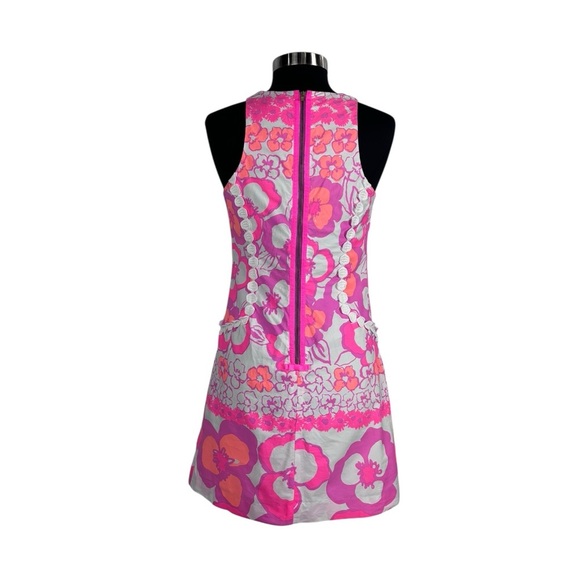 LILLY PULITZER PEARL 48472 PANSY DANCE COTTON SHEATH MINI ORANGE PINK DRESS - Picture 4 of 15